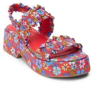 Coconuts by Matisse Jean Floral Platform Wedge Sandals Size 9 Red Blue Yellow